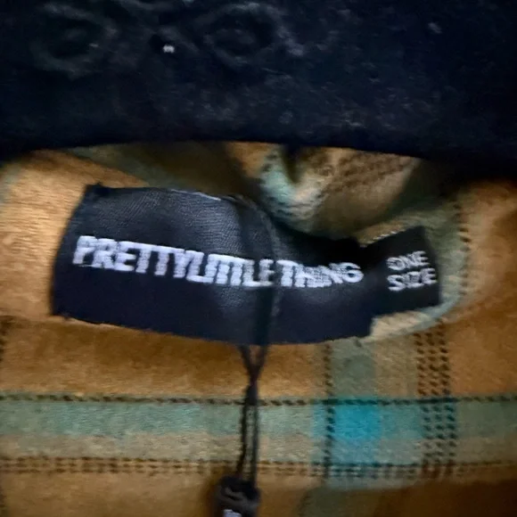 PrettyLittleThing Mustard Plaid Button Up Shirt One Size - Picture 8 of 9